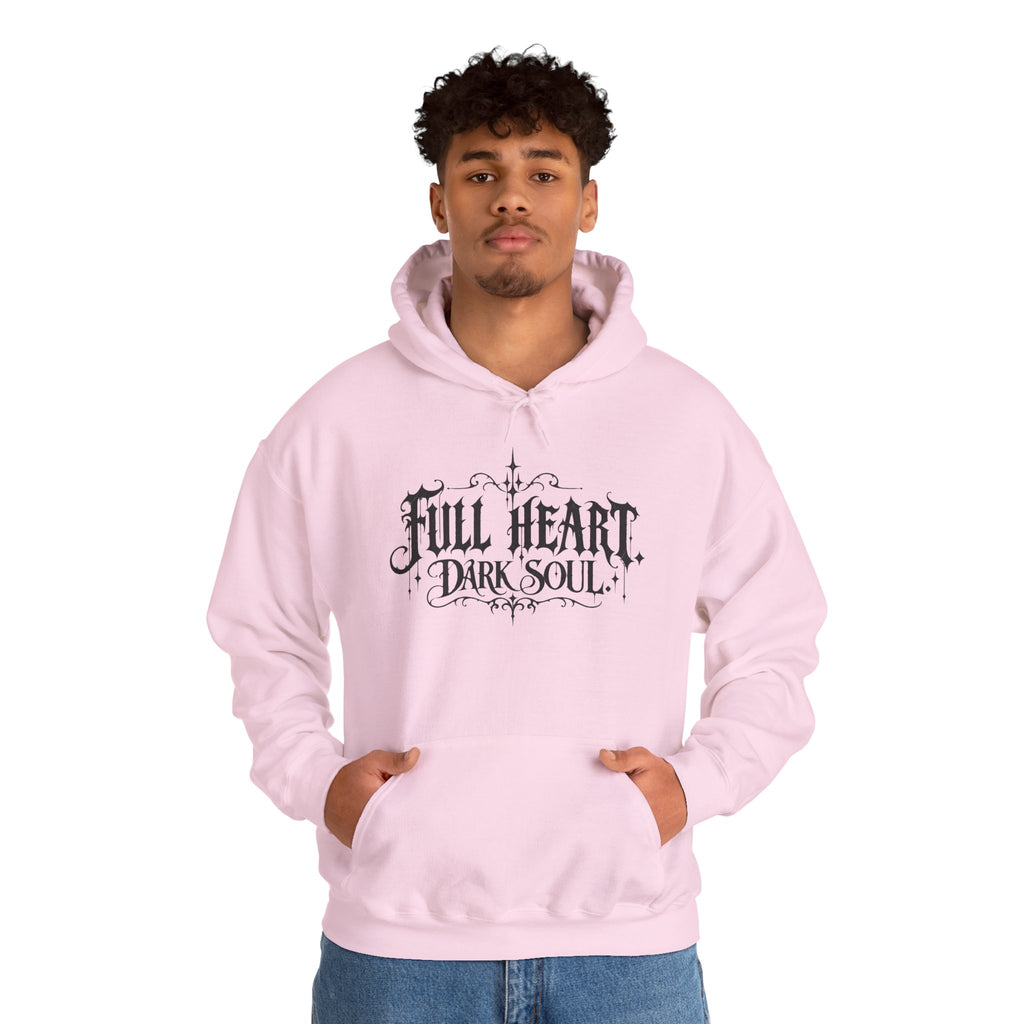 Dark Soul 'Full Heart' Hoodie — Gothic Script Graphic Sweatshirt