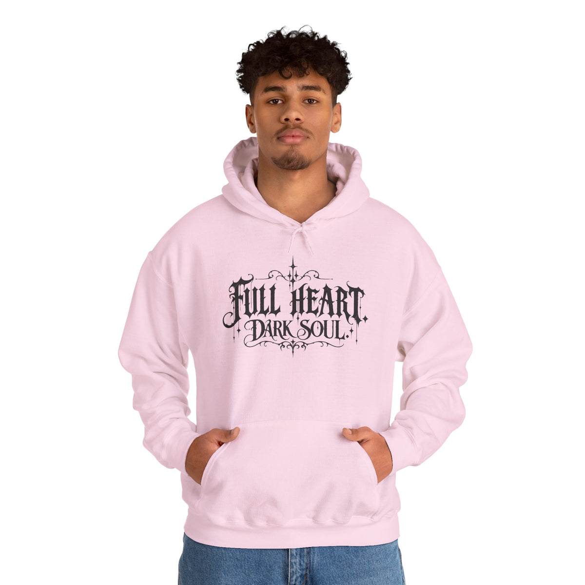 Dark Soul 'Full Heart' Hoodie — Gothic Script Graphic Sweatshirt