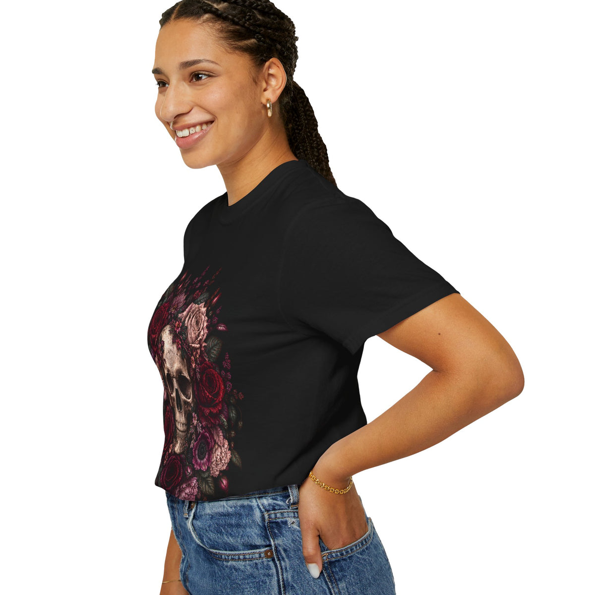 Skull & Rose T-Shirt — Gothic Floral Graphic