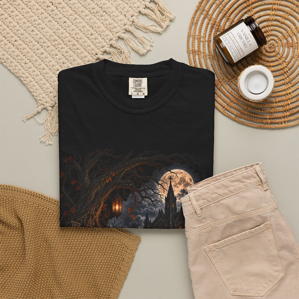 Halloween Haunted Castle T-Shirt — Spooky Pumpkin Night Graphic Tee