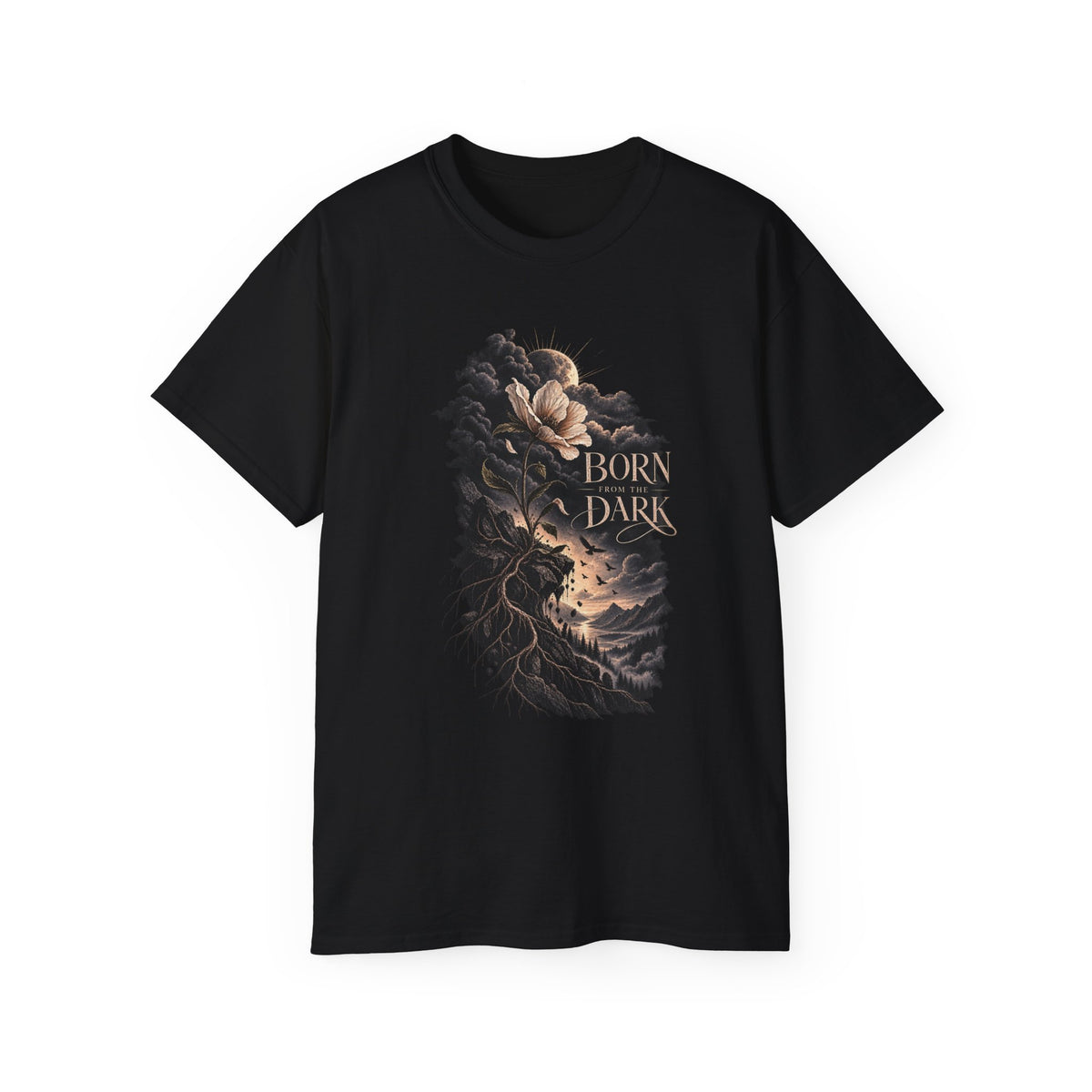 Born Dark Angel T-Shirt — Gothic Celestial Graphic