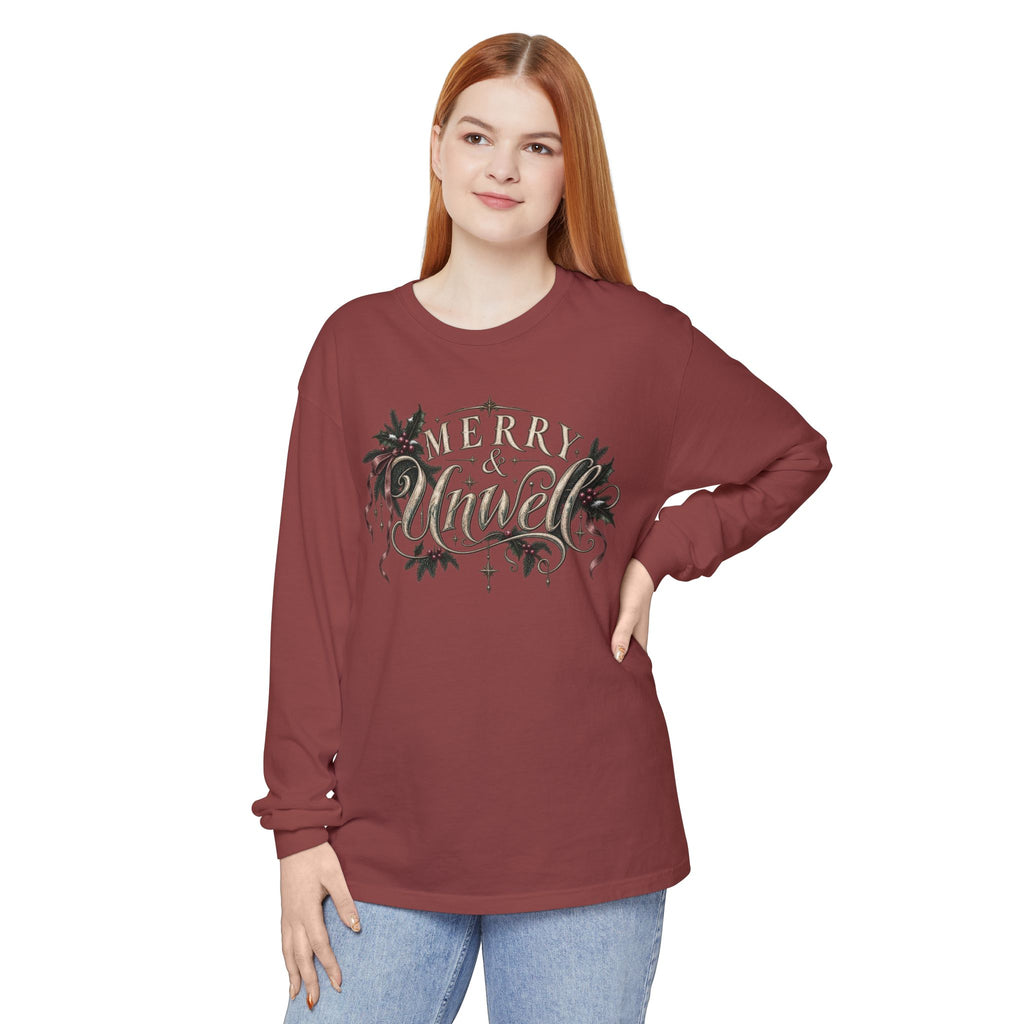 Merry & Bright Long Sleeve Tee — Vintage Holiday Christmas Shirt