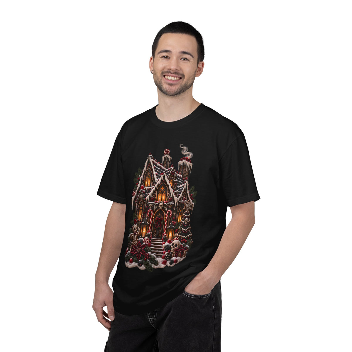 Gothic Gingerbread House T-Shirt — Spooky Christmas Art