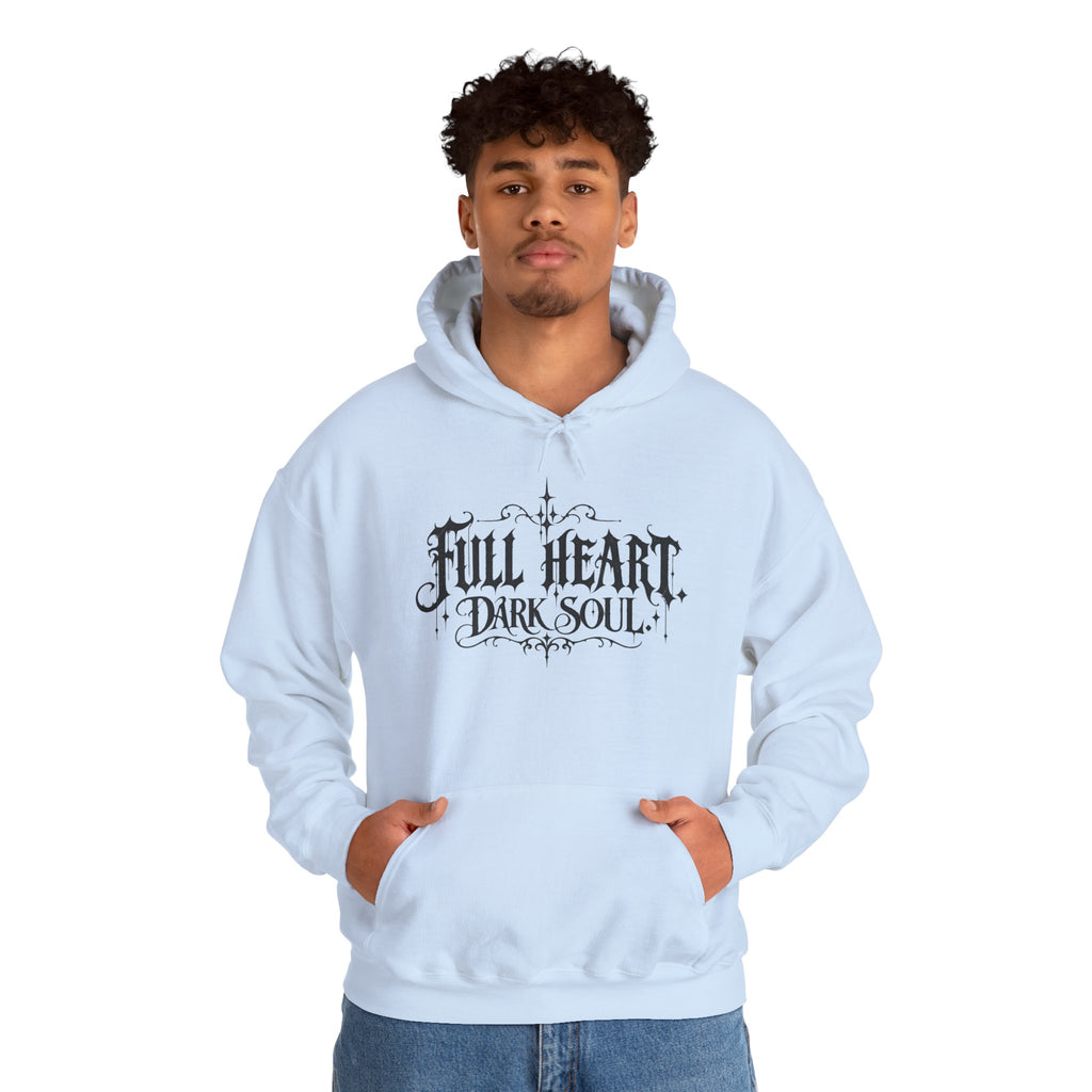 Dark Soul 'Full Heart' Hoodie — Gothic Script Graphic Sweatshirt