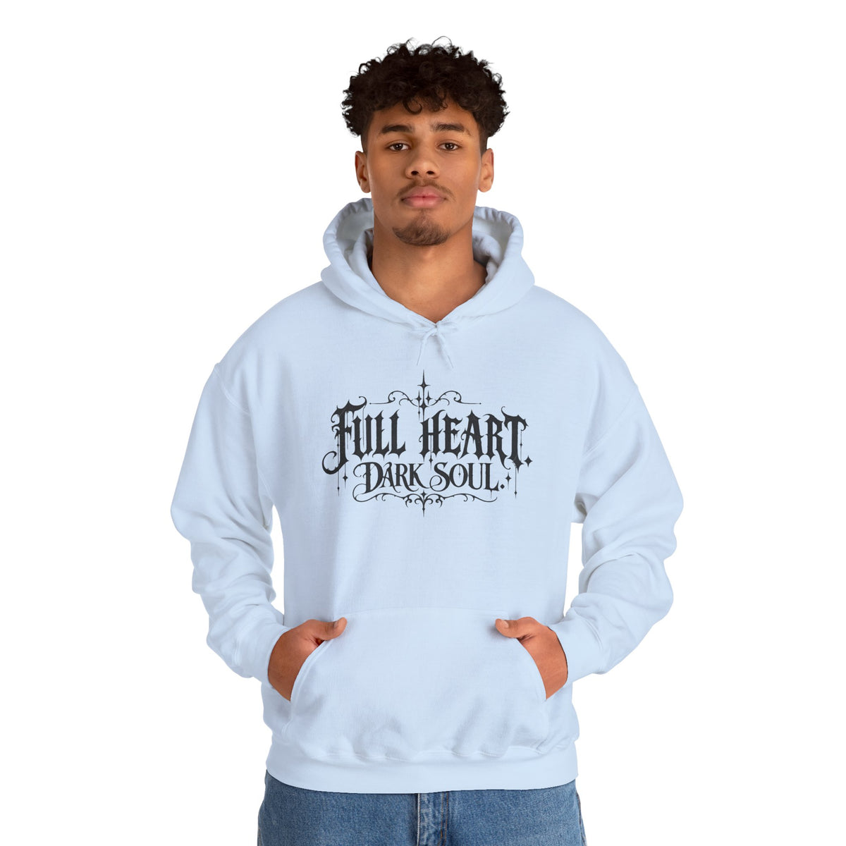 Dark Soul 'Full Heart' Hoodie — Gothic Script Graphic Sweatshirt