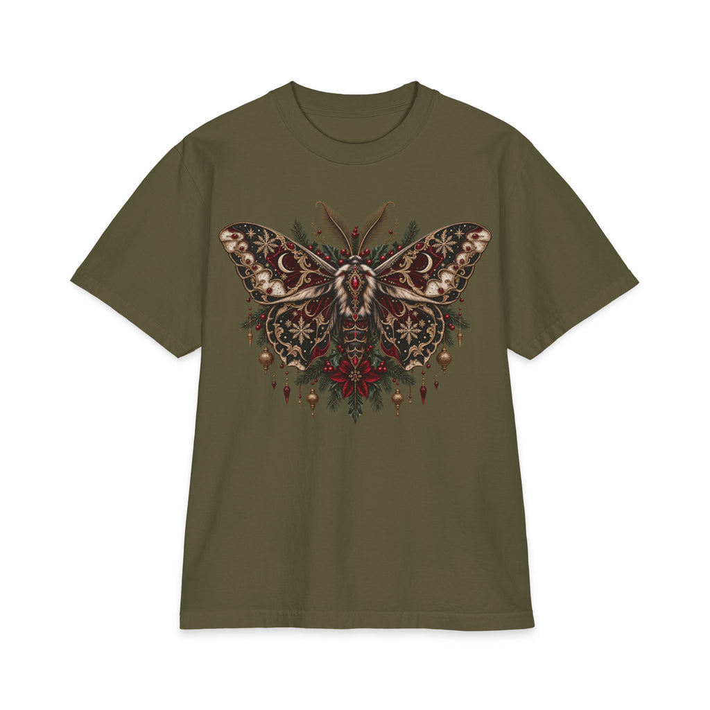 Christmas Moth T-Shirt — Gothic Holiday Floral Graphic Tee