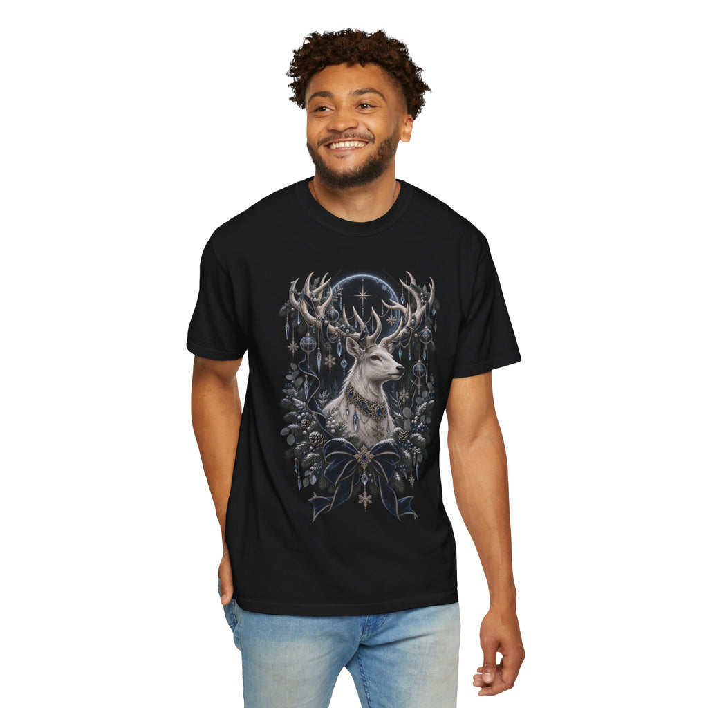 Mystic Stag Moon T-Shirt — Gothic Deer Forest Illustration