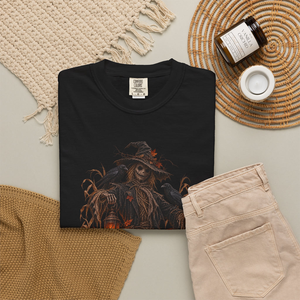 Scarecrow Lantern Halloween T-Shirt — Spooky Harvest Horror Tee