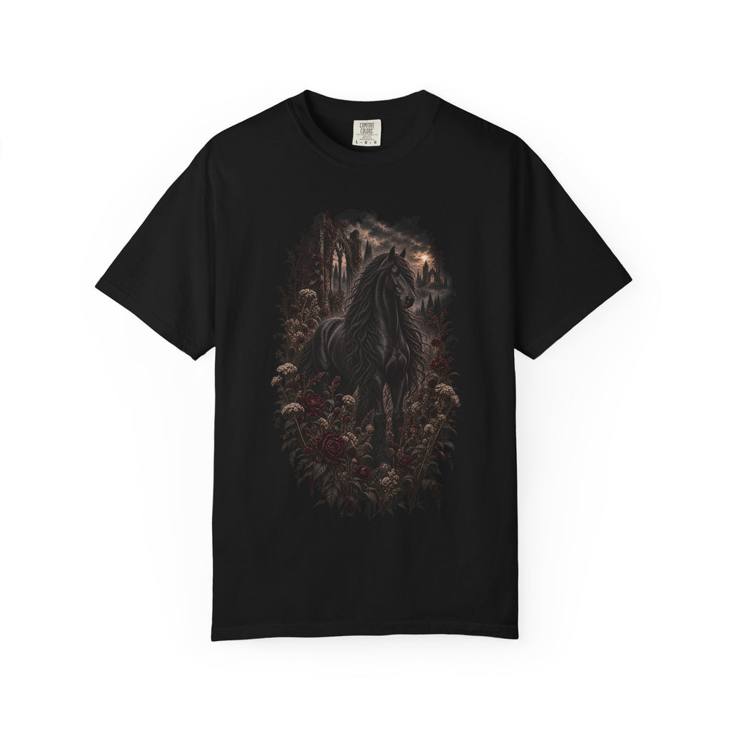 Black Horse T-Shirt — Dark Gothic Stallion