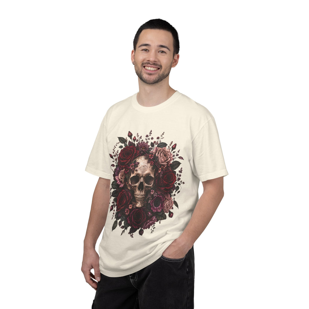 Skull & Rose T-Shirt — Gothic Floral Graphic