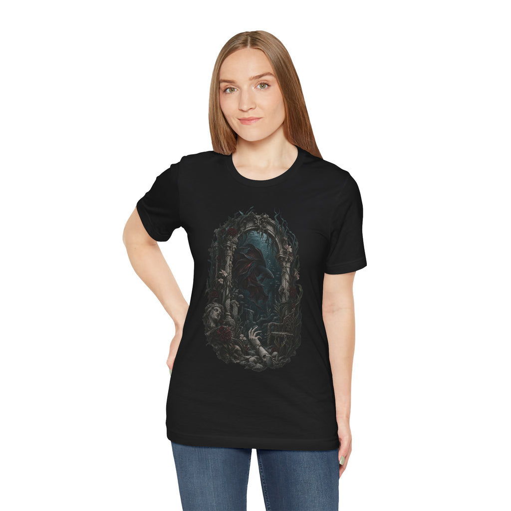 Gothic Fish T-Shirt — Underwater Ruins & Broken Statue