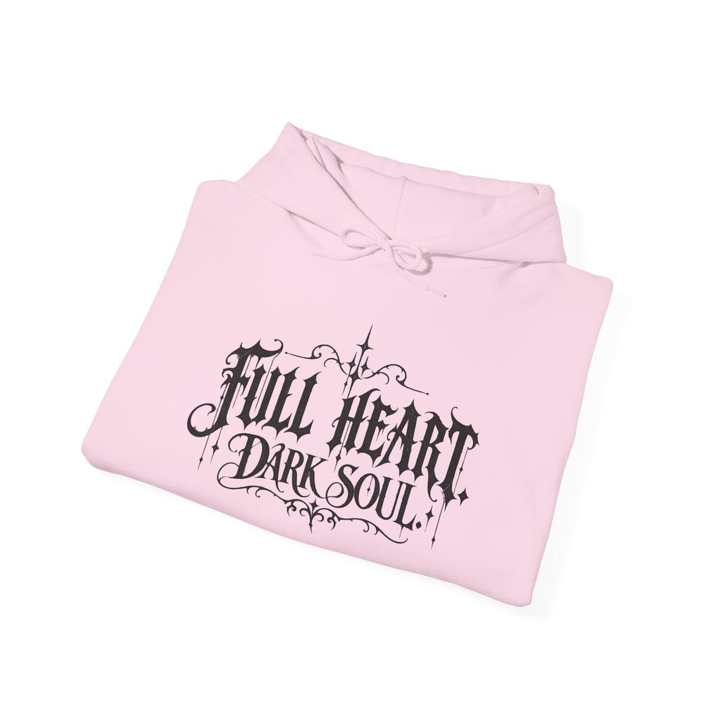 Dark Soul 'Full Heart' Hoodie — Gothic Script Graphic Sweatshirt