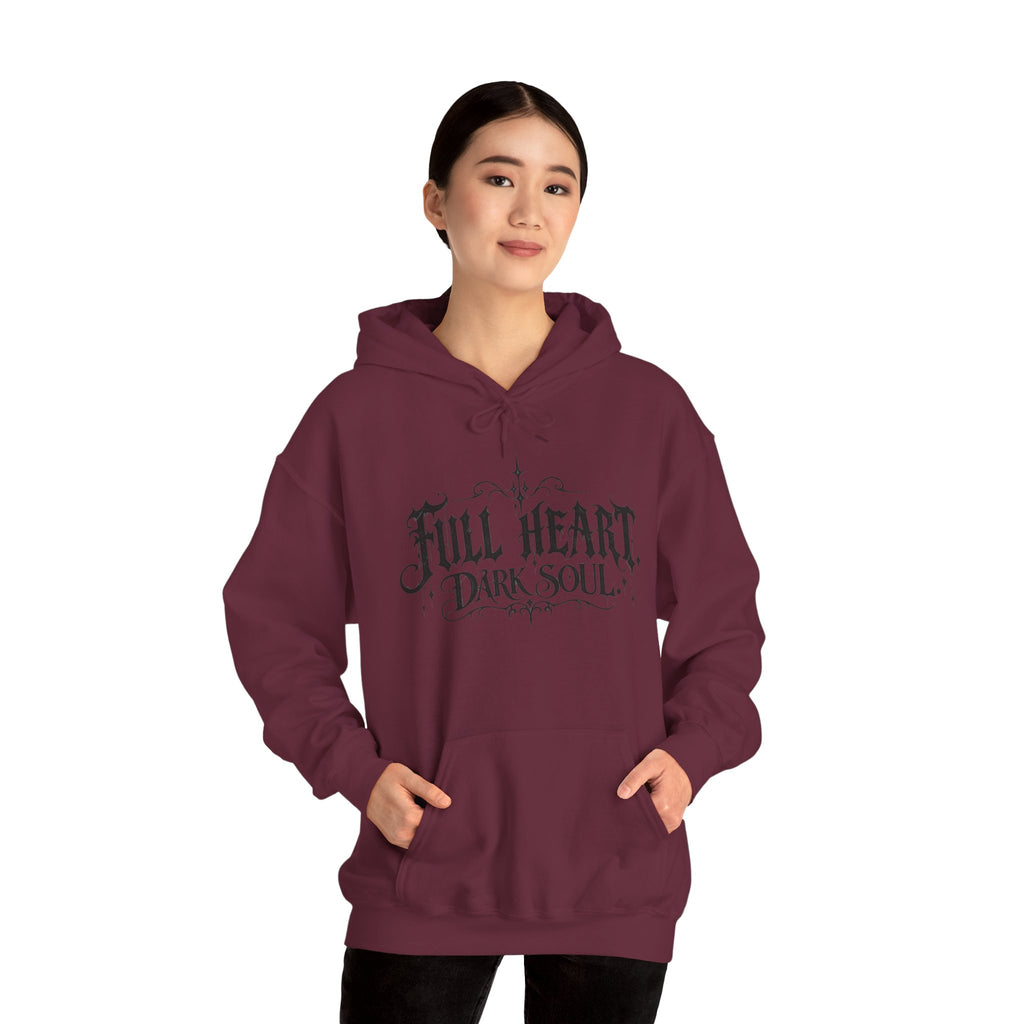 Dark Soul 'Full Heart' Hoodie — Gothic Script Graphic Sweatshirt