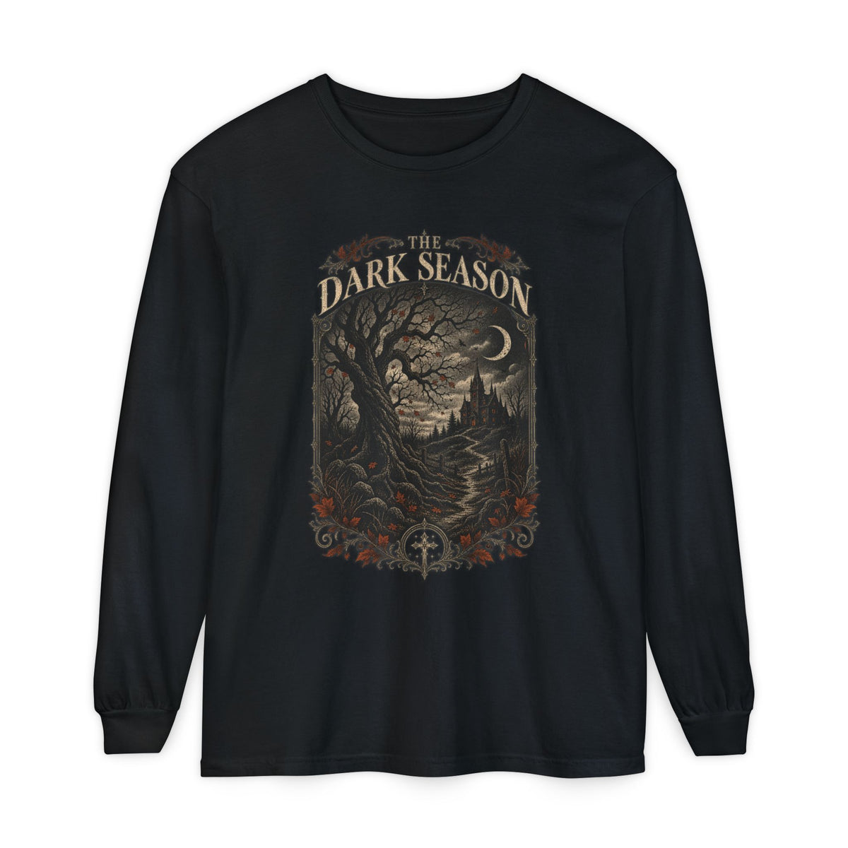The Dark Season Long-Sleeve T-Shirt — Gothic Halloween Graphic