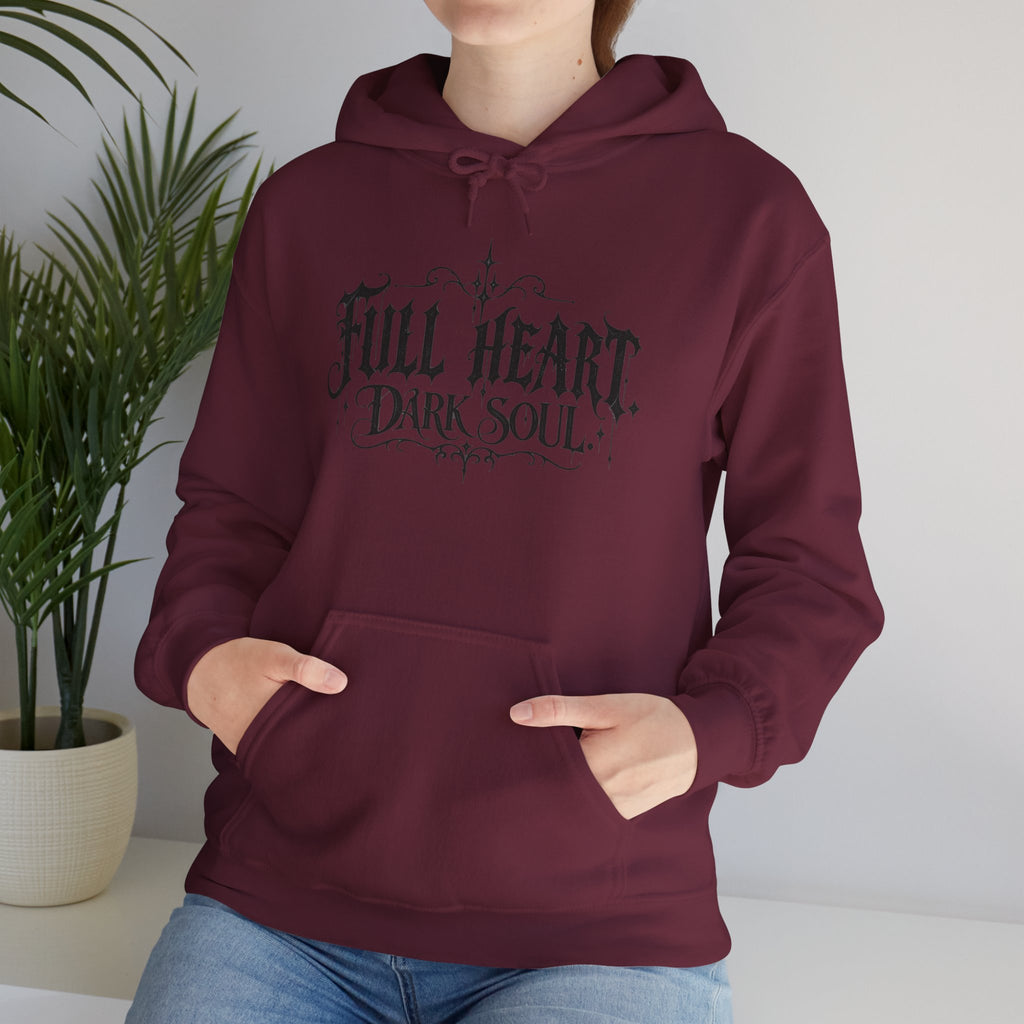 Dark Soul 'Full Heart' Hoodie — Gothic Script Graphic Sweatshirt