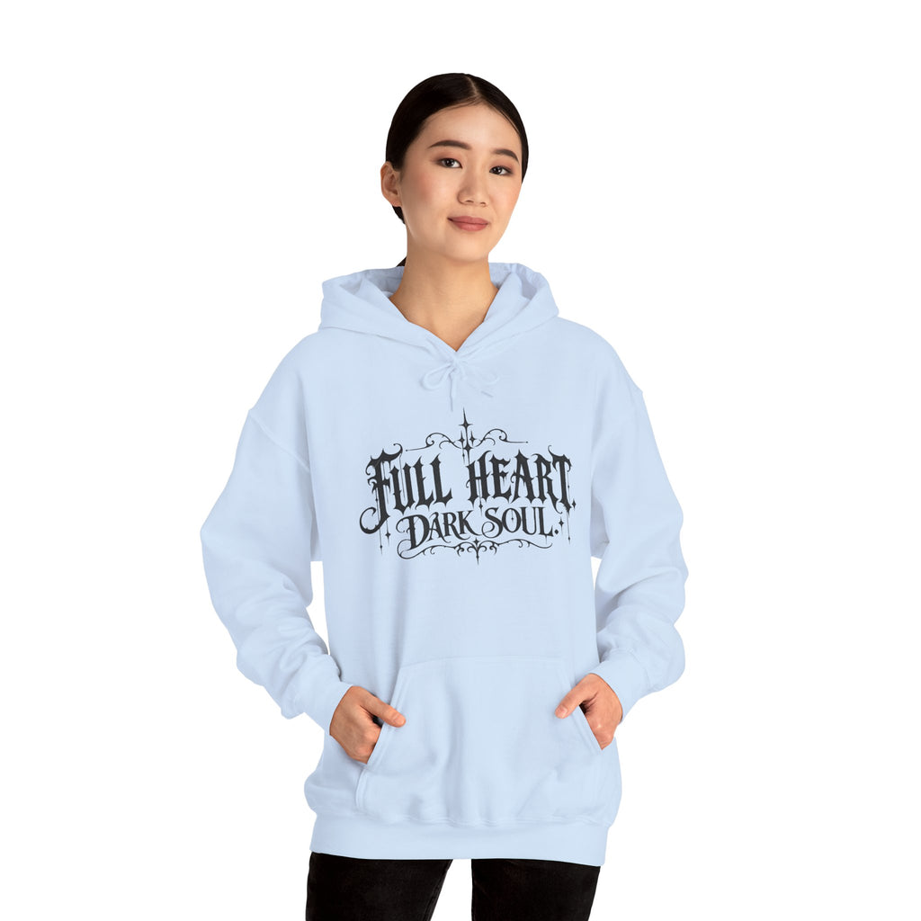 Dark Soul 'Full Heart' Hoodie — Gothic Script Graphic Sweatshirt