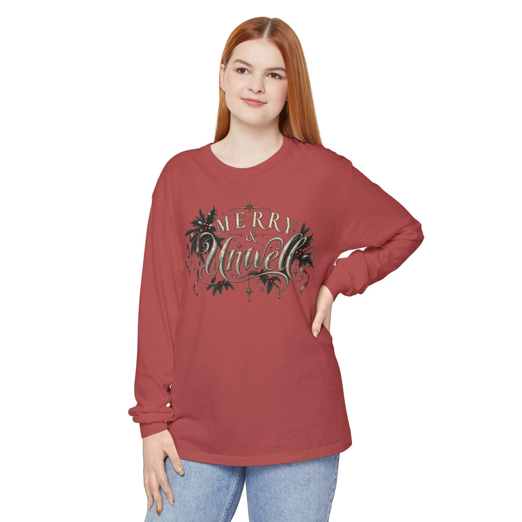 Merry & Bright Long Sleeve Tee — Vintage Holiday Christmas Shirt