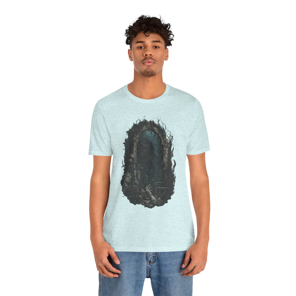 Gothic Fish T-Shirt — Underwater Ruins & Broken Statue