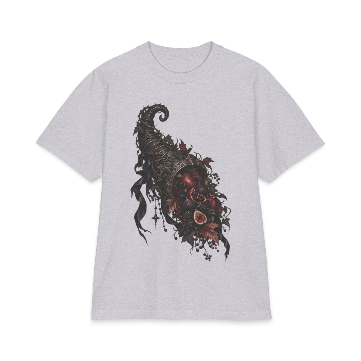 Dark Floral Cornucopia T-Shirt — Gothic Harvest Graphic Tee