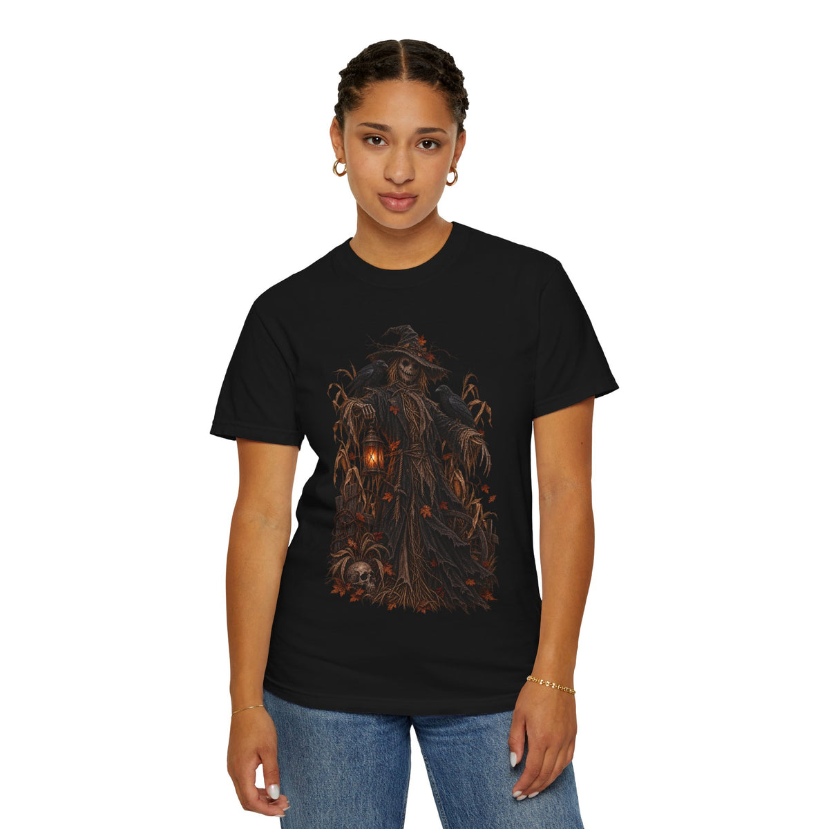 Scarecrow Lantern Halloween T-Shirt — Spooky Harvest Horror Tee