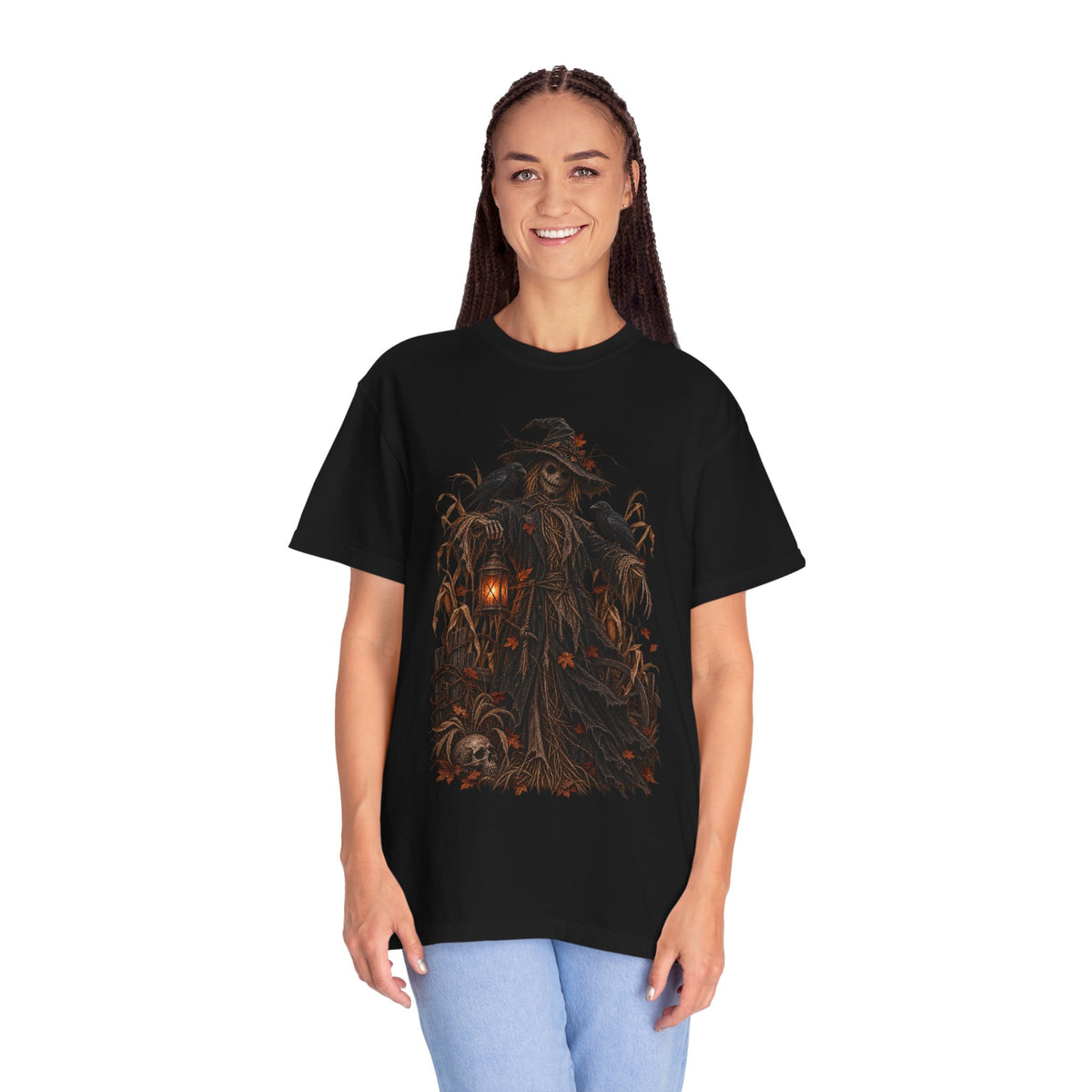 Scarecrow Lantern Halloween T-Shirt — Spooky Harvest Horror Tee