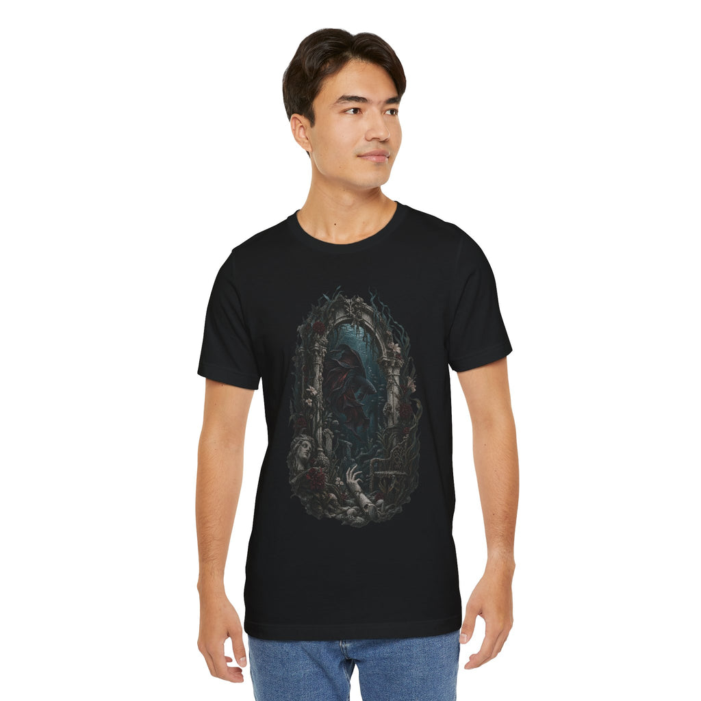 Gothic Fish T-Shirt — Underwater Ruins & Broken Statue