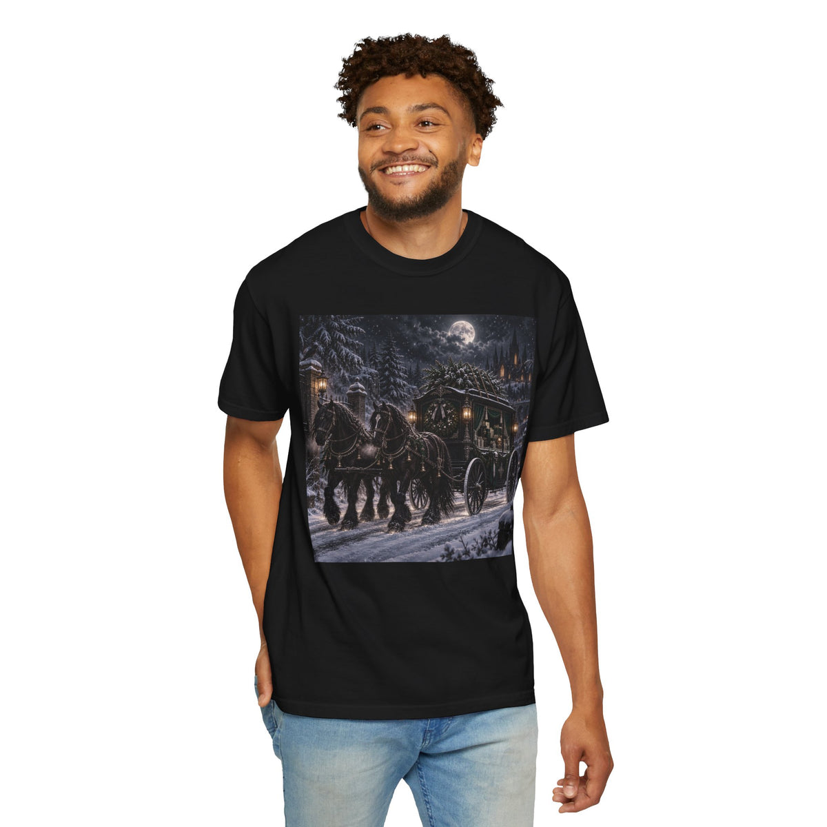 Midnight Carriage T-Shirt — Gothic Winter Scene