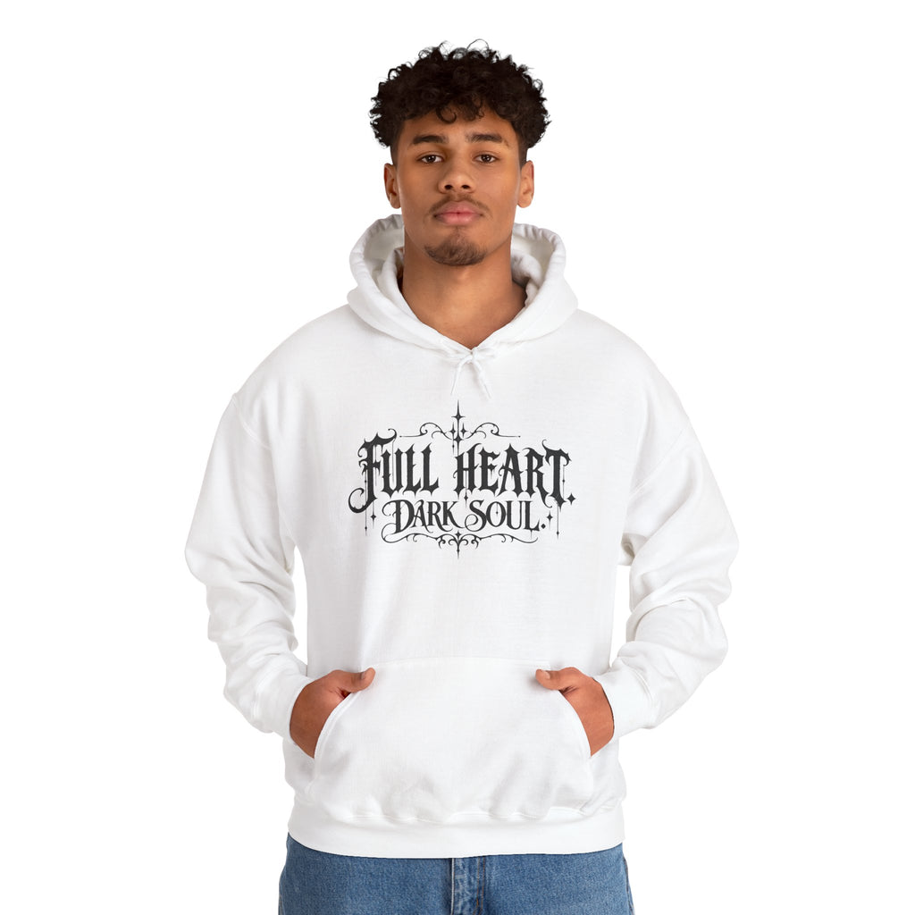 Dark Soul 'Full Heart' Hoodie — Gothic Script Graphic Sweatshirt