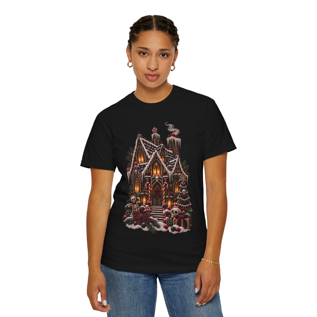 Gothic Gingerbread House T-Shirt — Spooky Christmas Art