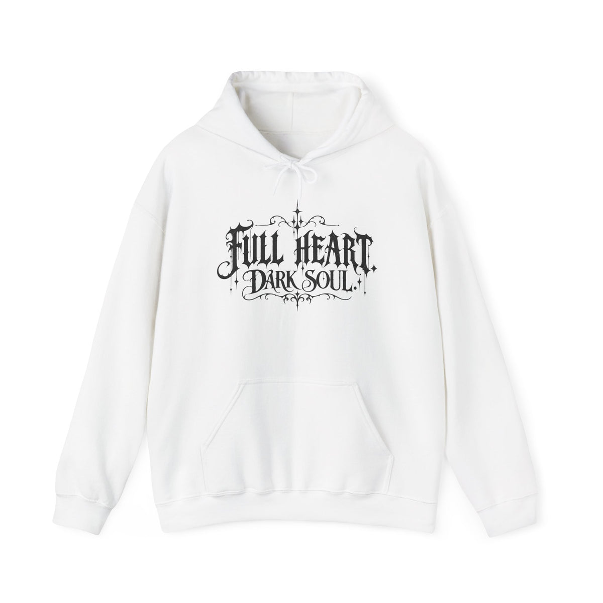 Dark Soul 'Full Heart' Hoodie — Gothic Script Graphic Sweatshirt