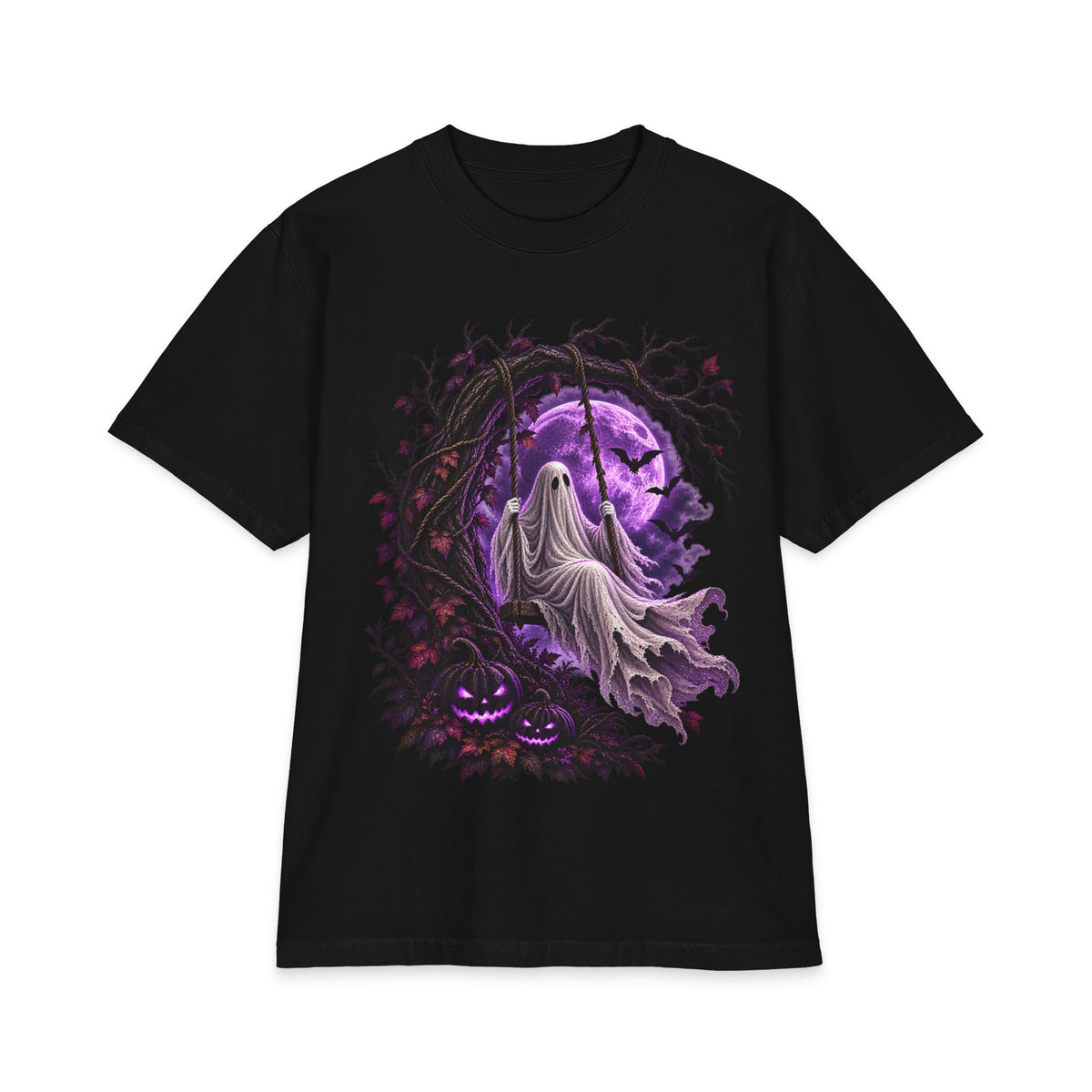 Halloween Ghost T-Shirt — Purple Moon Haunted Night Tee