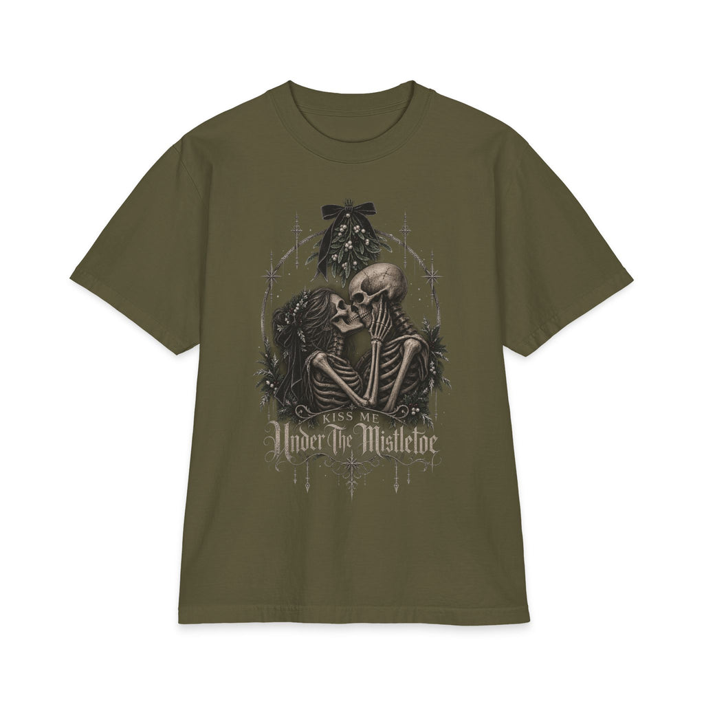 “Under the Mistletoe” T-Shirt — Gothic Skeleton Kiss