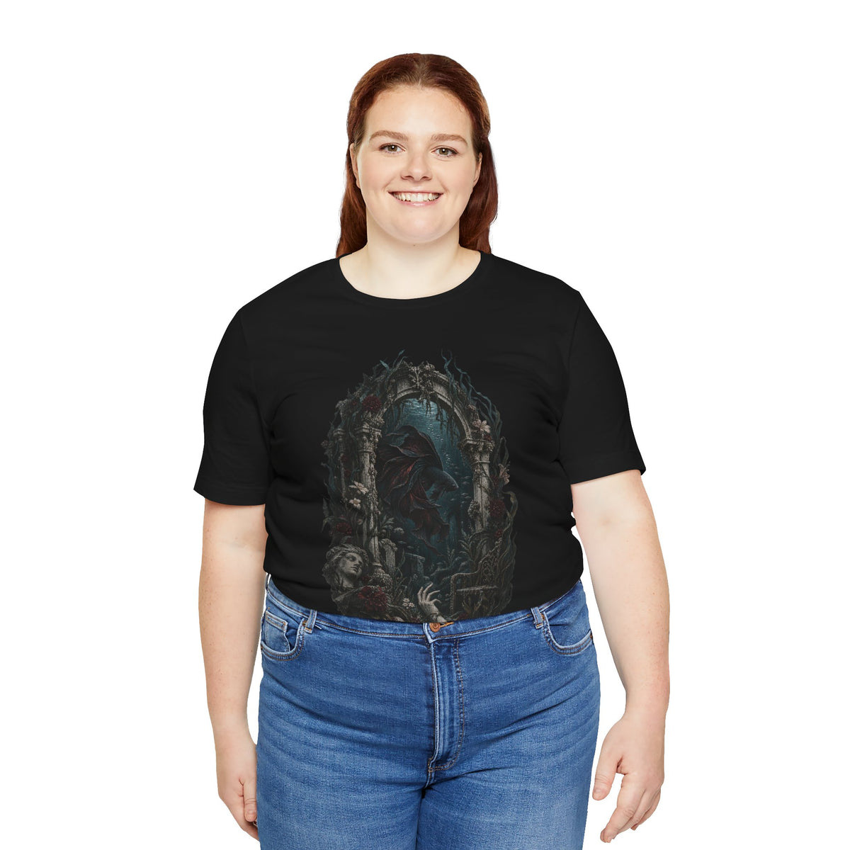 Gothic Fish T-Shirt — Underwater Ruins & Broken Statue