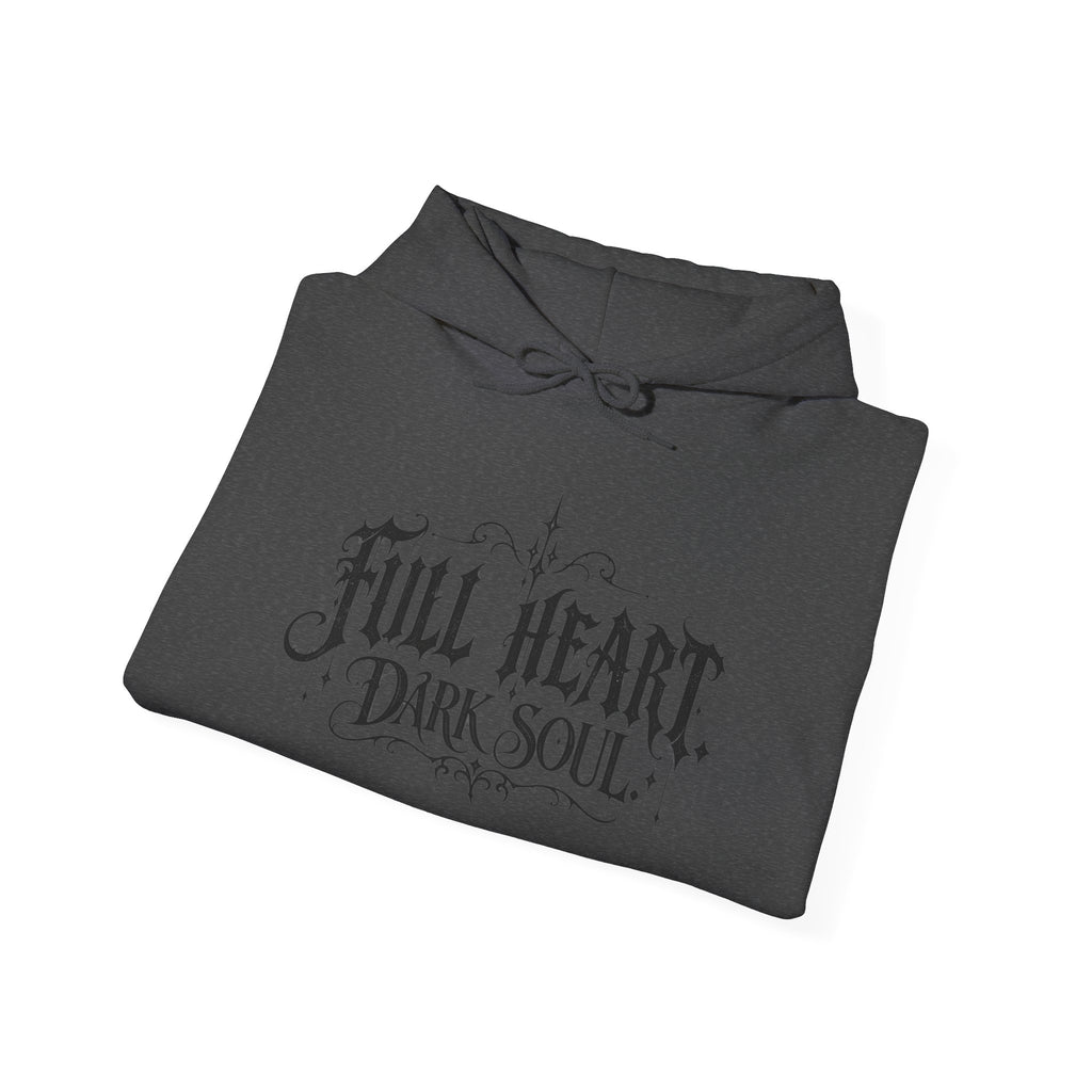 Dark Soul 'Full Heart' Hoodie — Gothic Script Graphic Sweatshirt