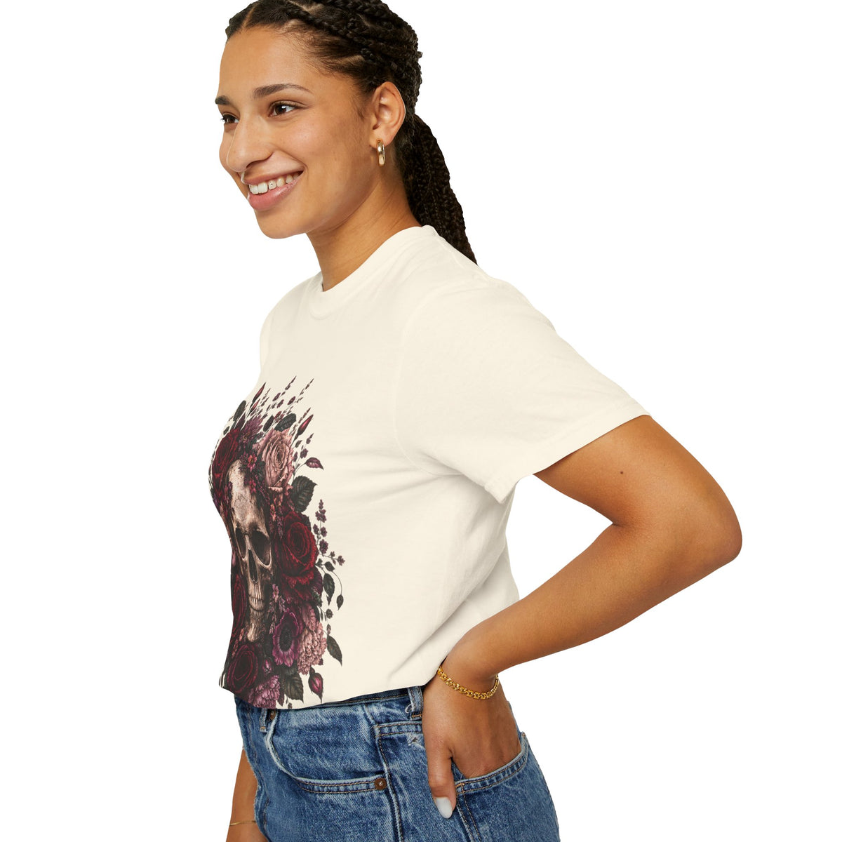 Skull & Rose T-Shirt — Gothic Floral Graphic