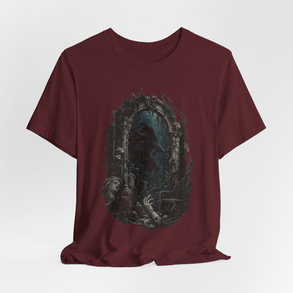 Gothic Fish T-Shirt — Underwater Ruins & Broken Statue