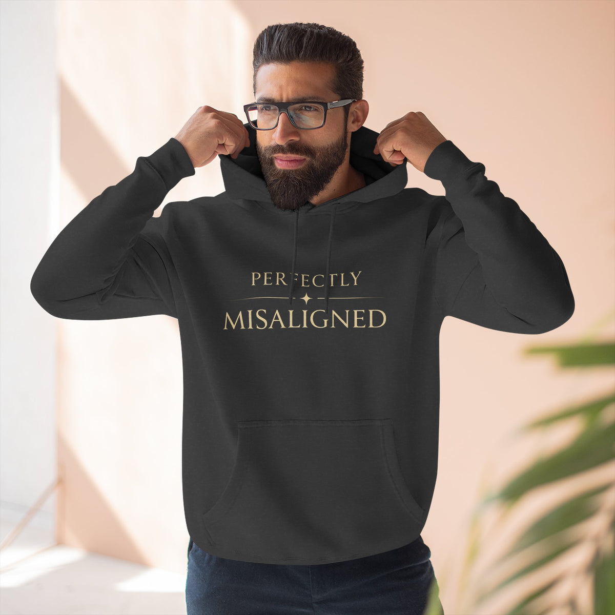 Perfectly Misaligned Hoodie — Minimalist Serif Design
