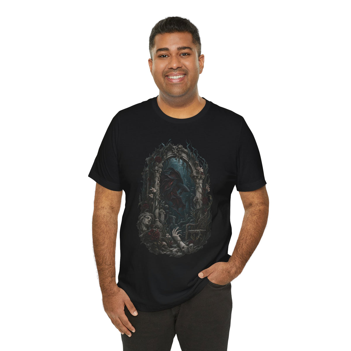 Gothic Fish T-Shirt — Underwater Ruins & Broken Statue