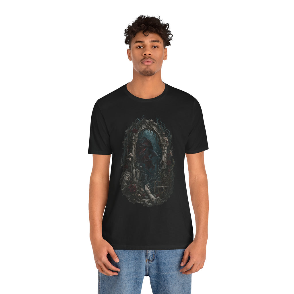 Gothic Fish T-Shirt — Underwater Ruins & Broken Statue