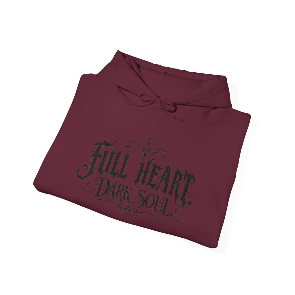 Dark Soul 'Full Heart' Hoodie — Gothic Script Graphic Sweatshirt