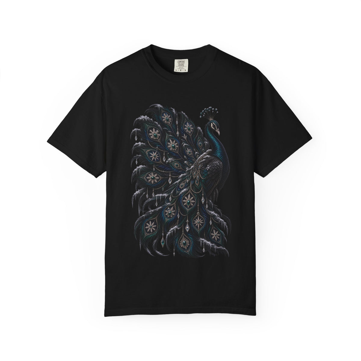 Peacock Graphic T-Shirt — Elegant Vintage Peacock Feather Illustration