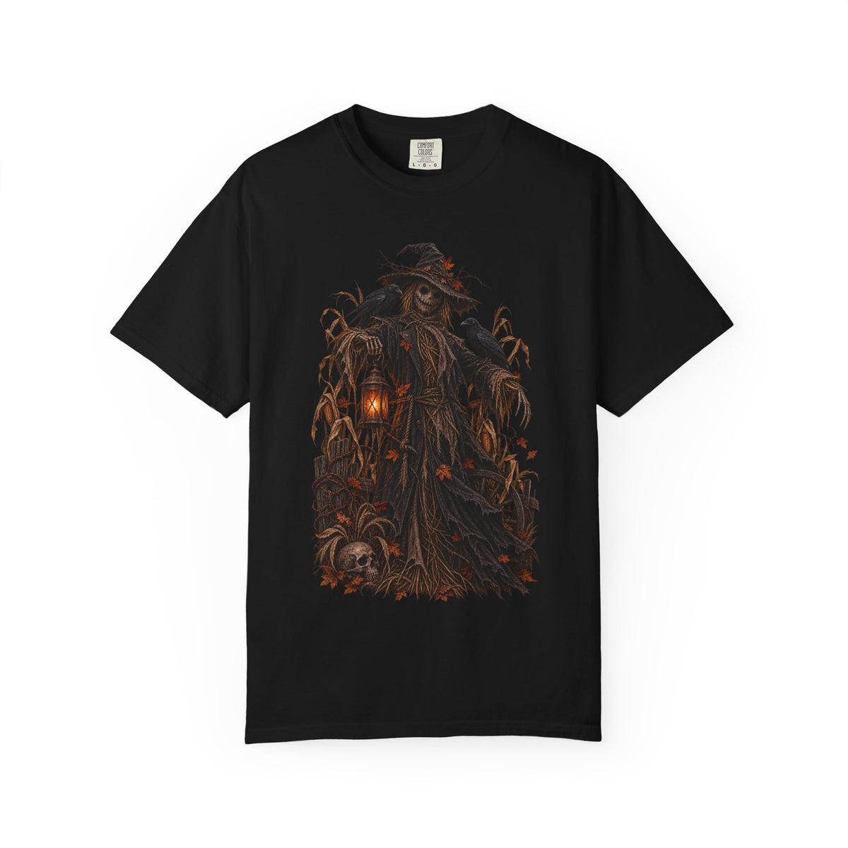 Scarecrow Lantern Halloween T-Shirt — Spooky Harvest Horror Tee