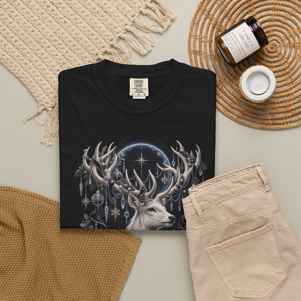 Mystic Stag Moon T-Shirt — Gothic Deer Forest Illustration