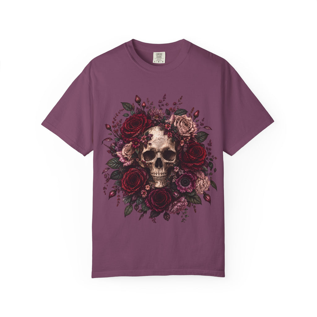 Skull & Rose T-Shirt — Gothic Floral Graphic