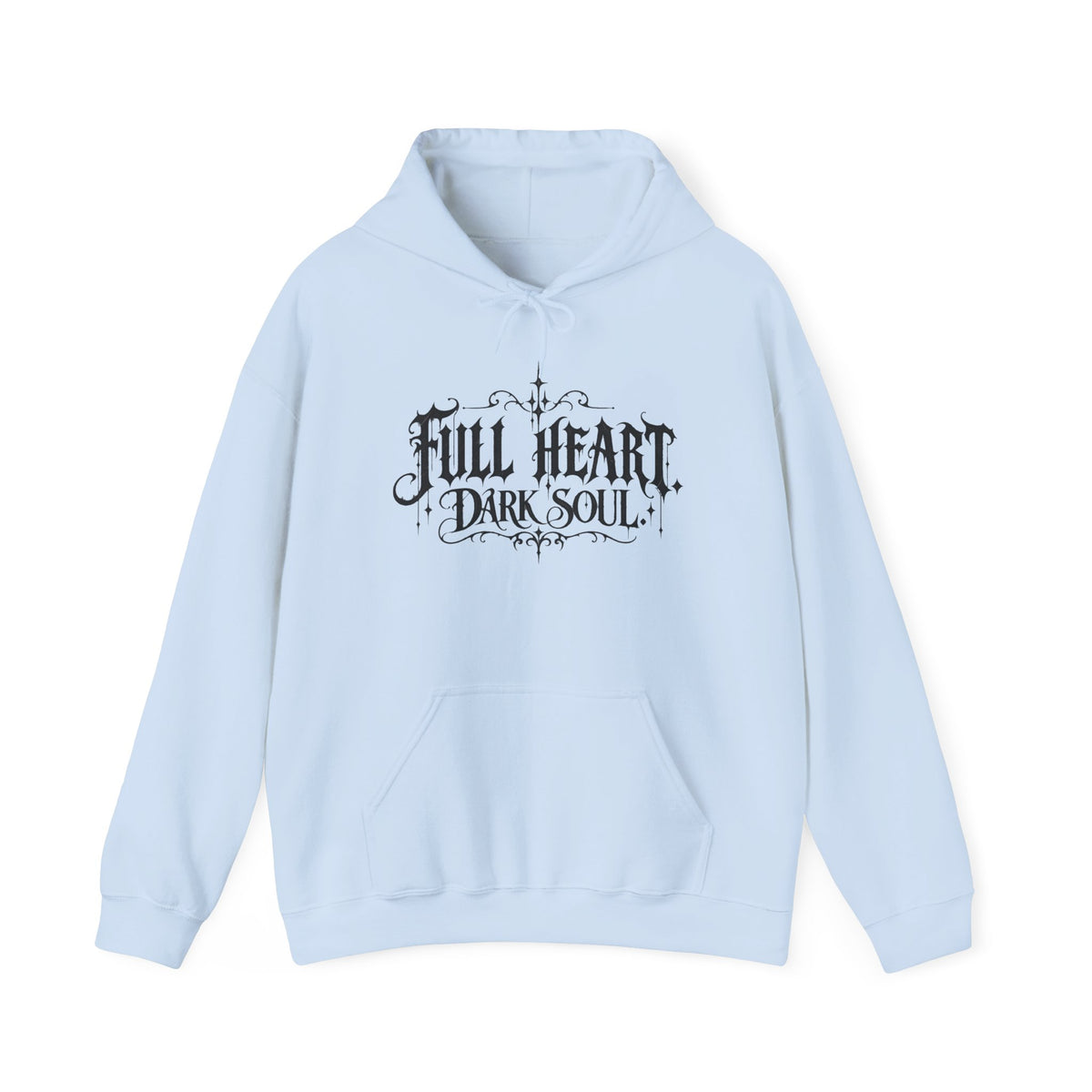 Dark Soul 'Full Heart' Hoodie — Gothic Script Graphic Sweatshirt