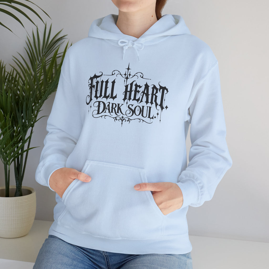 Dark Soul 'Full Heart' Hoodie — Gothic Script Graphic Sweatshirt