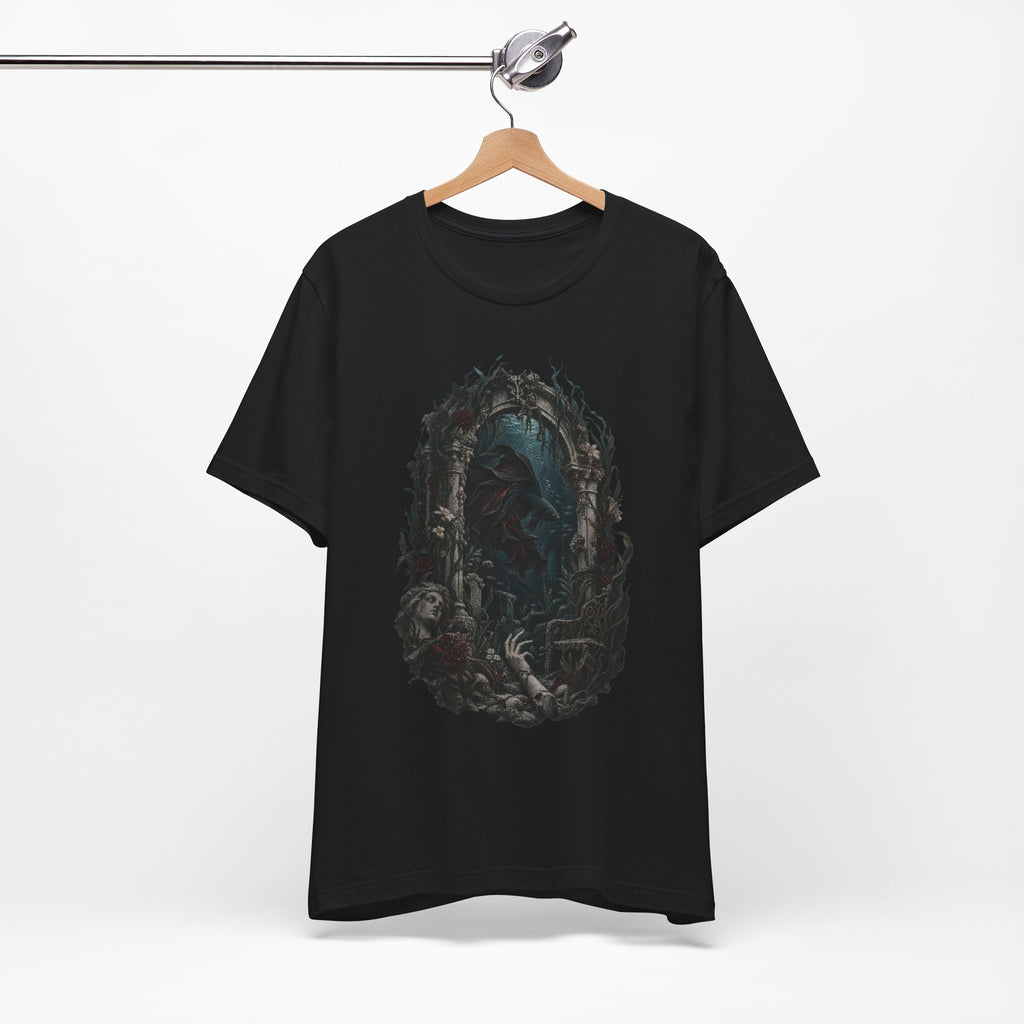 Gothic Fish T-Shirt — Underwater Ruins & Broken Statue