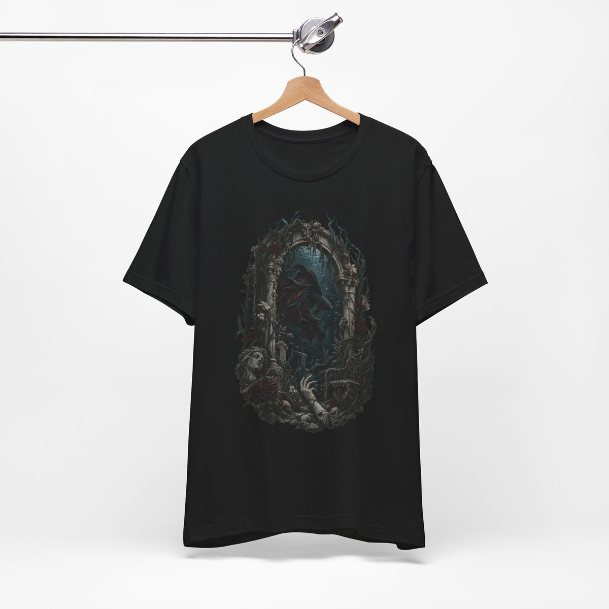Gothic Fish T-Shirt — Underwater Ruins & Broken Statue