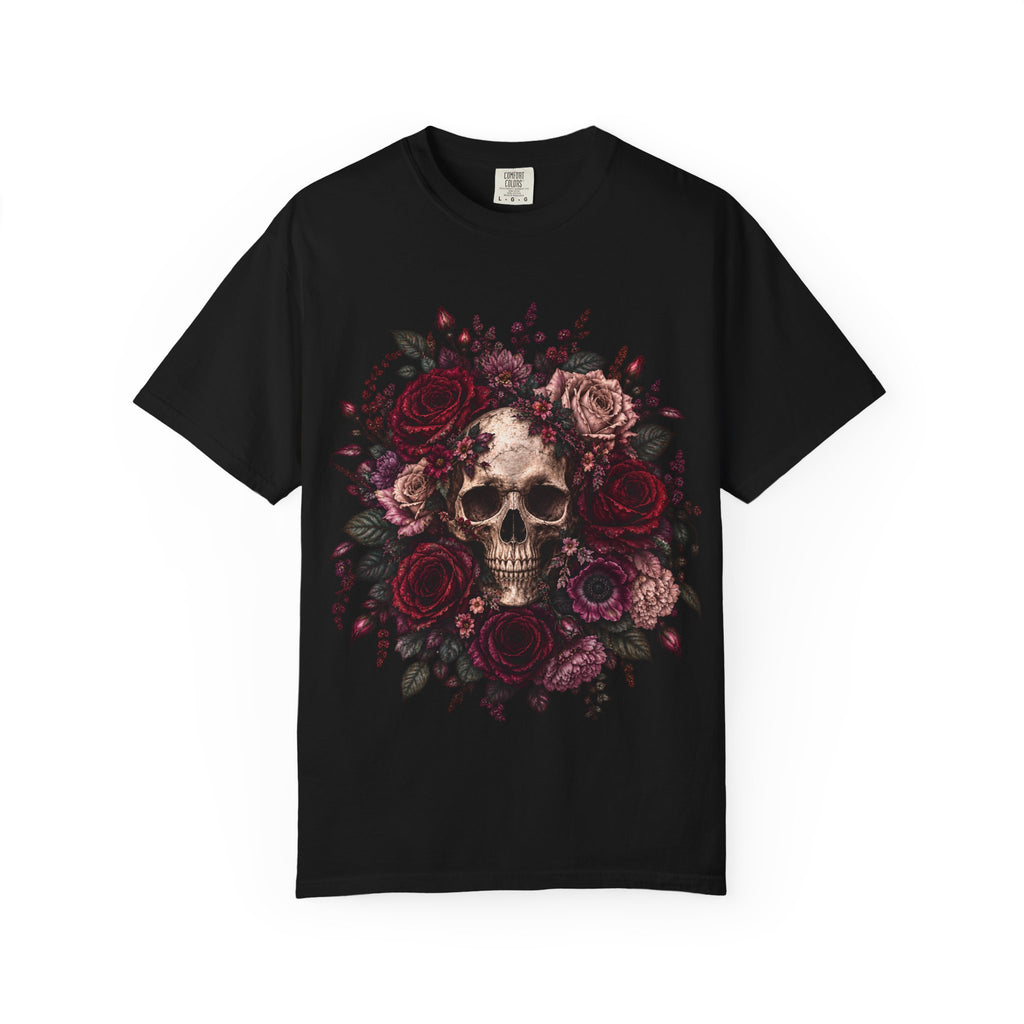 Skull & Rose T-Shirt — Gothic Floral Graphic