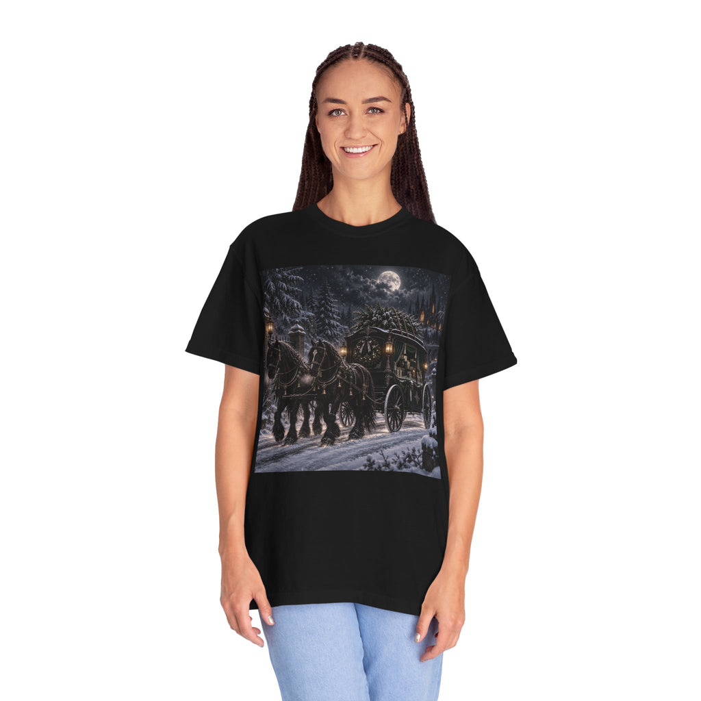 Midnight Carriage T-Shirt — Gothic Winter Scene